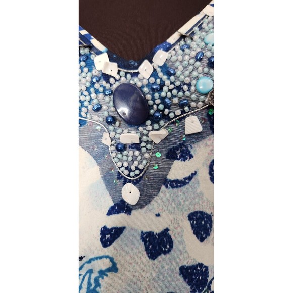 Motive FLATTERING Long Cut V-Neck Sweater Sz L Embellished Bit of Bling NICE TOP - Picture 3 of 14